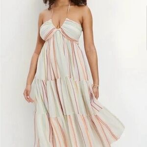 Striped Halter Maxi Dress